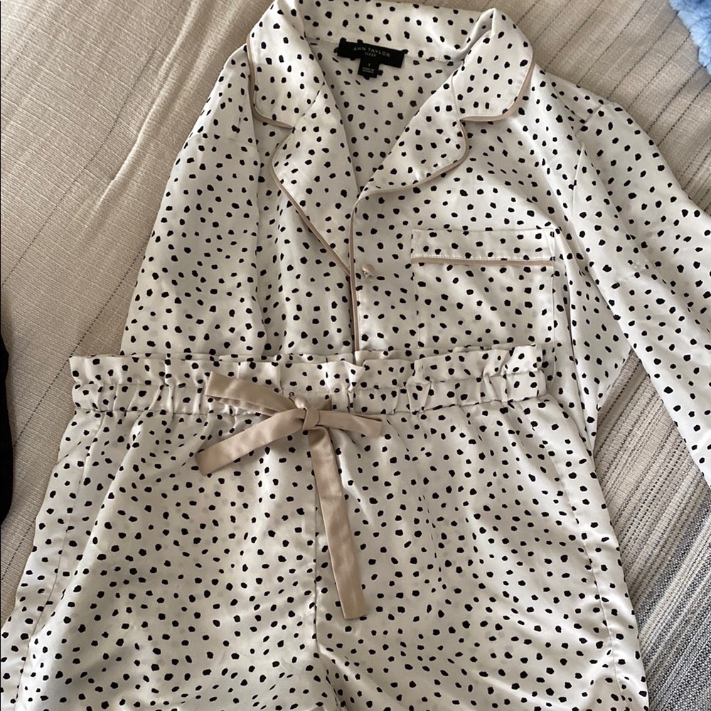 Ann Taylor Polka Dot Pajama Set - Cream and Black